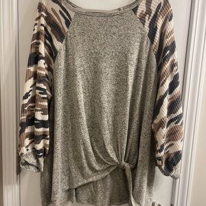 Casual Gray and Camouflage Women's Blouse